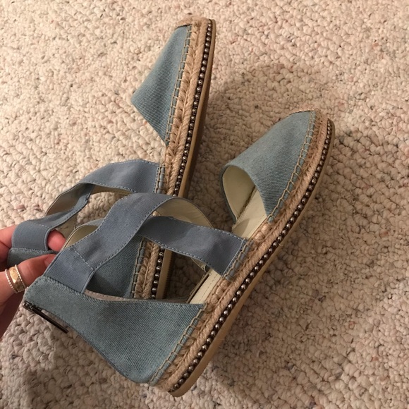 BCBG Denim Crisscross Strapped Espadrilles - Picture 3 of 5